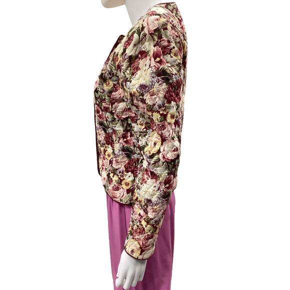 Vintage Herman Geist Blazer Women’s Size 6 Quilted Button Down Jacket Flowers - Picture 3 of 5